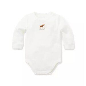 Janie and Jack white embroidered bulldog bodysuit size 0-3M